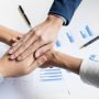 Teamwork Power Successful business Meeting Workplace Concept.